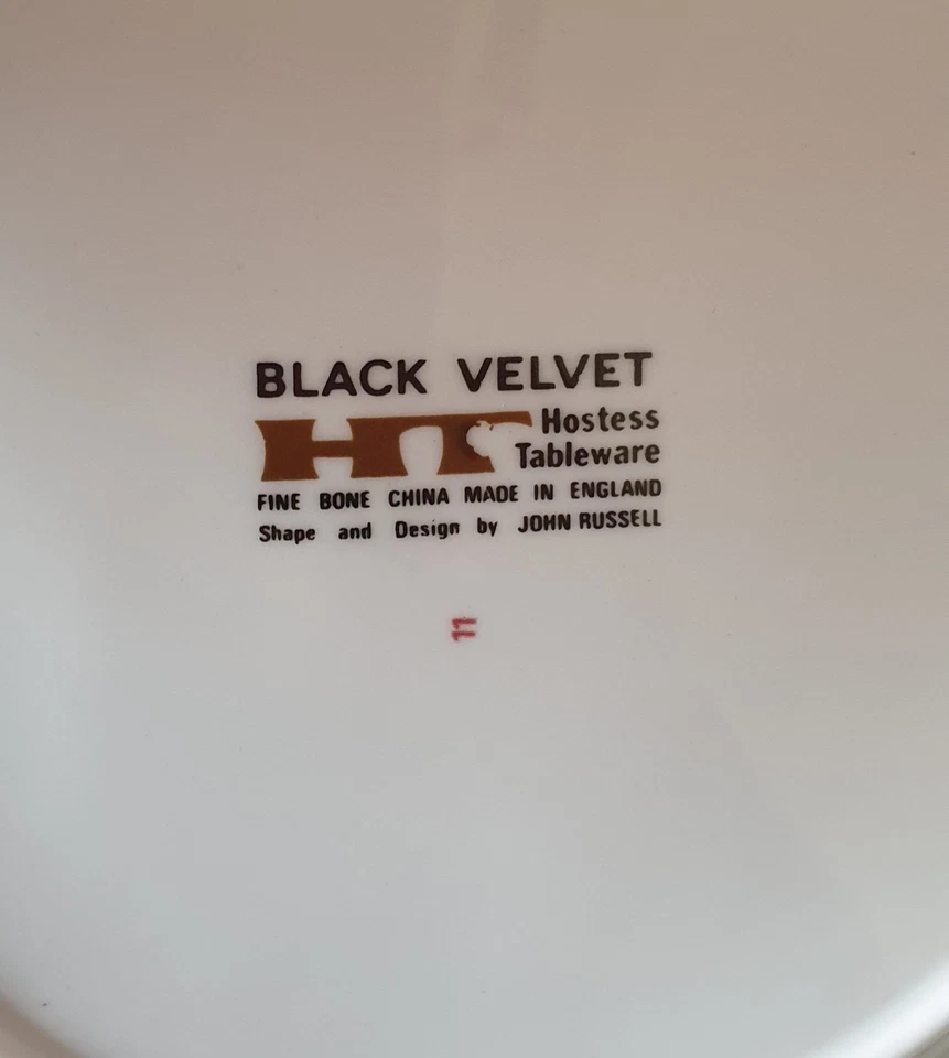3 HOSTESS TABLEWARE BLACK VELVET SIDE PLATES & SAUCERS FINE BONE CHINA MODERN - Image 3 of 3