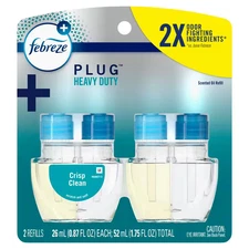 Plug Heavy-Duty Crisp Clean Scent Refills Recharges Air Freshener (2 Refills)