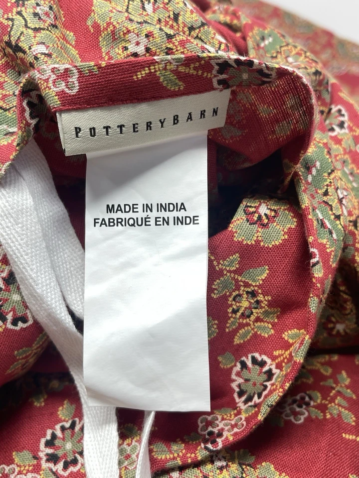 NUEVA Funda Nórdica Pottery Barn Greta Bhotah Rojo Paisley King Lino Mezcla de Algodón Foto 3 de 4