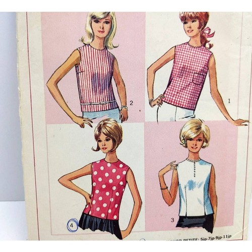 60s Teen Sleeveless Top Easy Sewing Pattern, Size 13, Vintage Simplicity 6315 - Picture 1 of 8