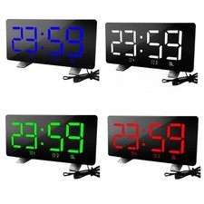 Large LED Screen FM Radio Alarm Clock Time Memory w USB Cable for Home