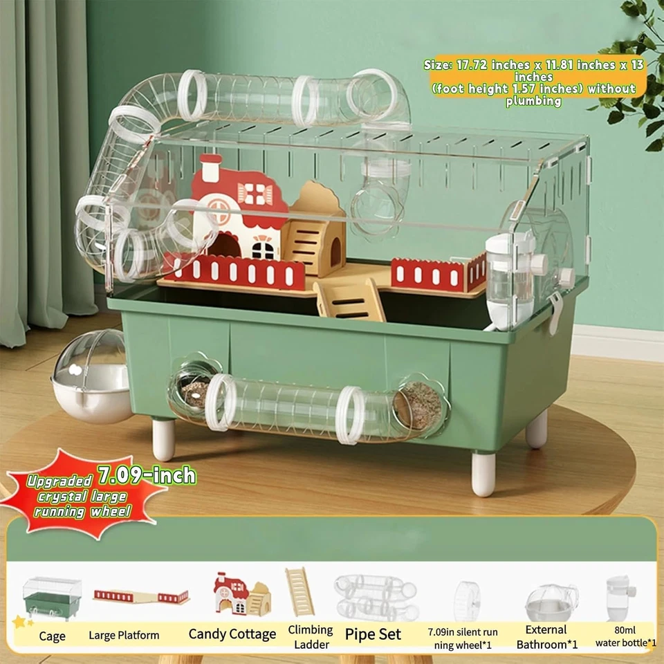 Large Hamster Cage 17X11X13 Inch Acrylic Habitat - Multi-Level Enclosure for Dwa - Image 4 of 4