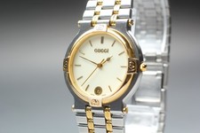 [Near MINT] Gucci 9000M Vintage Two-Tone Gold Dial Quartz Watch From JAPAN