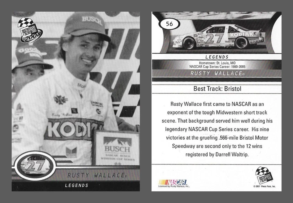 2008 Press Pass - Legends Rusty Wallace #56 - NASCAR Auto Racing - Image 3 of 4