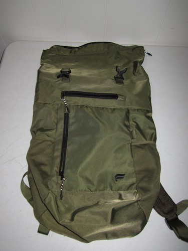 Fabletics The Only Backpack Army Green Roll Top Laptop Travel Commuter Gym Bag