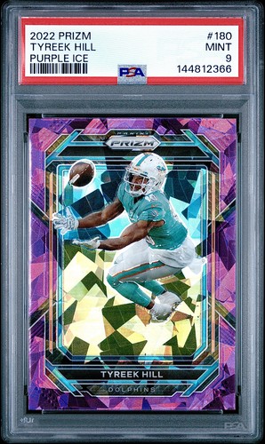 Tyreek Hill PSA 9 - 2022 Panini Prizm #180 PURPLE ICE /225 - Miami Dolphins