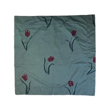 Vtg Pillow Sham Case Green Maroon Tulips Floral West Point Pepperell Euro Square