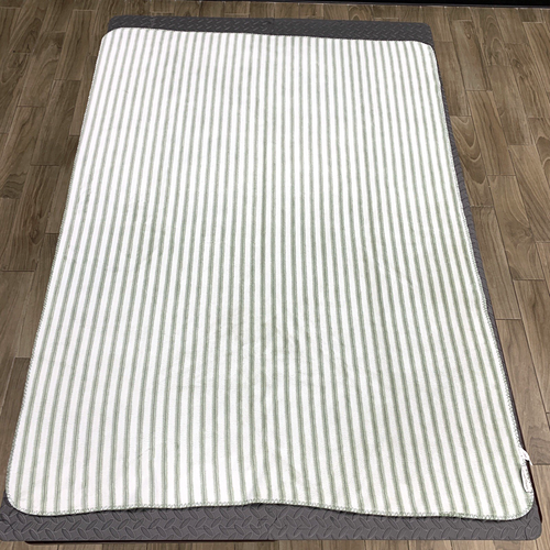 LAURA ASHLEY Plush Throw Blanket Fleece 48 x 64 GREEN FOREST Trees Stripes - Picture 6 of 9
