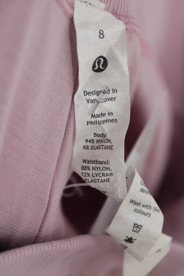 Pantalones de mujer Lululemon a rayas tiro alto cordón cintura rosa talla 8 Foto 4 de 4