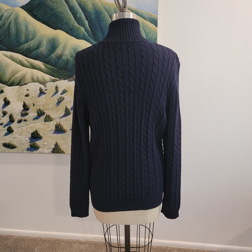 Cárdigan tejido con cable Lauren Ralph Lauren para mujer XL azul marino dinero antiguo logotipo dorado - Imagen 2 de 10