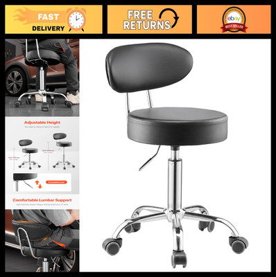 Pneumatic Height Adjustable Shop Stool with Backrest, 300 lbs Capacity, 360° Swi