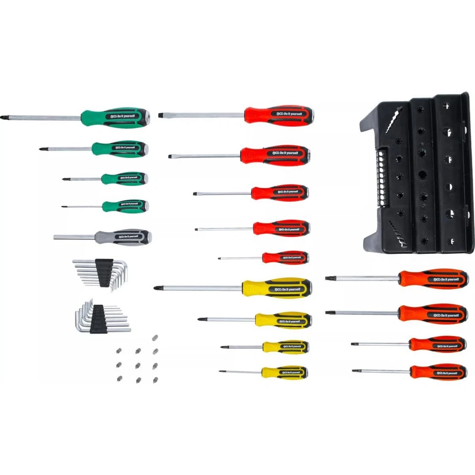 LOT 44 PCS TOURNEVIS PLATS CRUCIFORMES + EMBOUTS + CLES MALES ALLEN - Photo 3/4