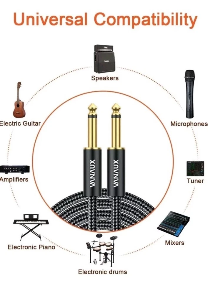 1/4 Inch Straight Instrument Cable 6.35mm Mono Jack TS Speaker Cable  - Image 4 of 4