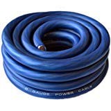 0 Gauge Blue Amplifier Power/Ground Wire 1/0 Ga Amp Cable, 25 Feet