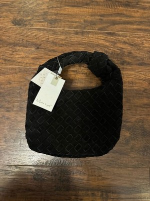 Moda Luxe Women's Woven Genuine Leather Hobo Bag Black
