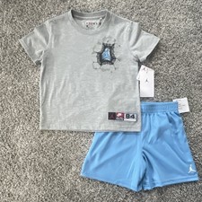NWT. JORDAN LIGHT BLUE AND GRAY 2-PIECE T-SHIRT AND SHORTS SET. SIZE 6. BOYS.