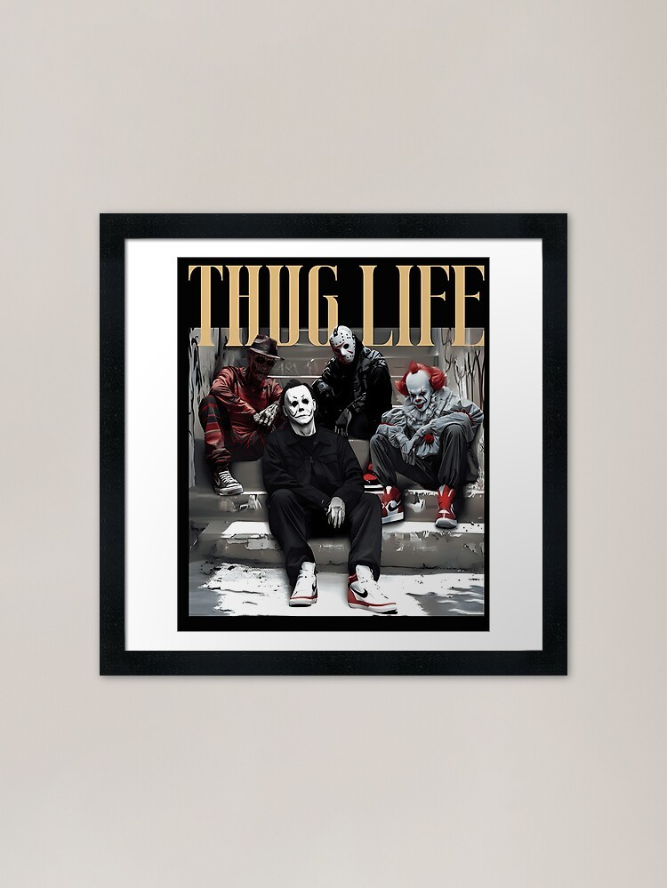 Arte enmarcado de Halloween Thug Life Prin arte de pared enmarcado póster lienzo impresión imagen