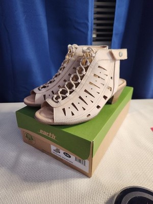 Earth Nubuck Leather Lace-Up Ankle Sandals Kristen 8 D Gladiator Nude Soft NIB