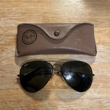 Vintage Ray Ban Bausch & Lomb Aviator Black Frame Sunglasses With Case