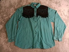 Vintage Roper Western Pearl Snap Shirt Mens Large Made In USA Rodeo Cowboy