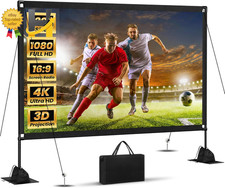 120" Projector Screen with Stand Portable Screen Front/Rear16:9 4K HD w/Carry Ba
