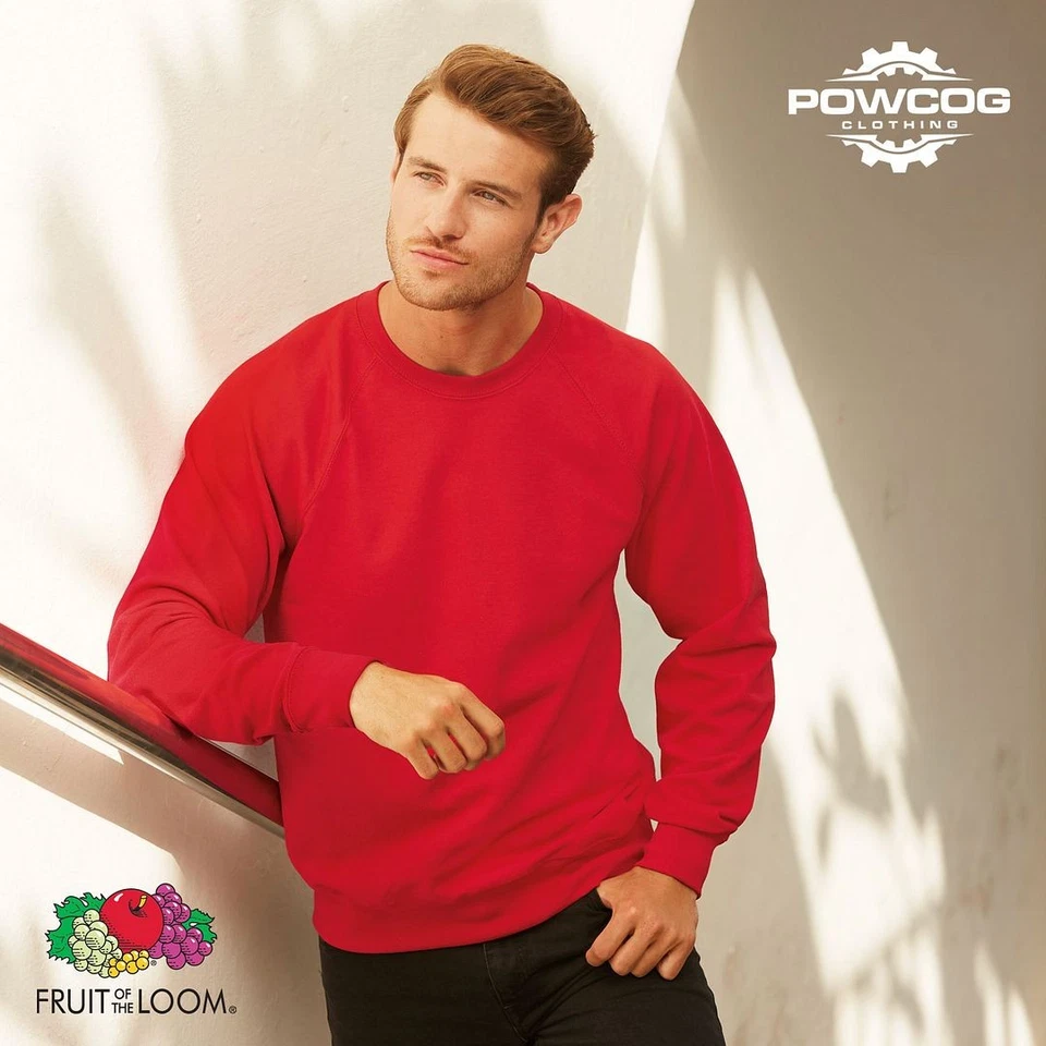 Lightweight Raglan Sweatshirt Fleece Cotton Blend Jumper Top Fruit of the Loom - Image 2 of 3