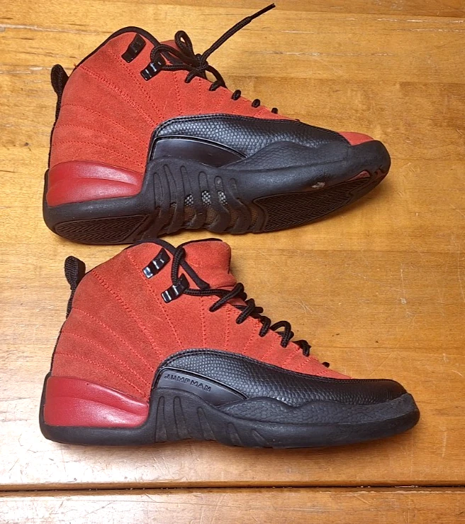 Nike Air Jordan 12 Retro PS Reverse Flu Game Rojo Negro 151186-602 Juvenil Talla 4.5Y Foto 4 de 4