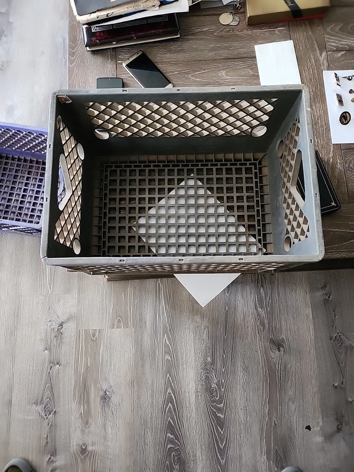 Caja de leche grande de plástico vintage Dairy King 9 granjas lecheras lecherías banda de metal Foto 3 de 4