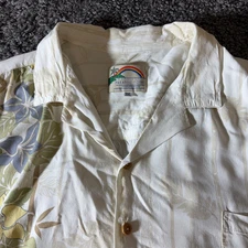 Paradise Found Shirt Mens 3XL Plumeria Panel Hawaiian Tropical Aloha Casual