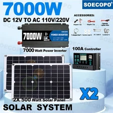 7000W Solar Inverter Kit  2pcs Solar Panels & Controller | 110V/220V