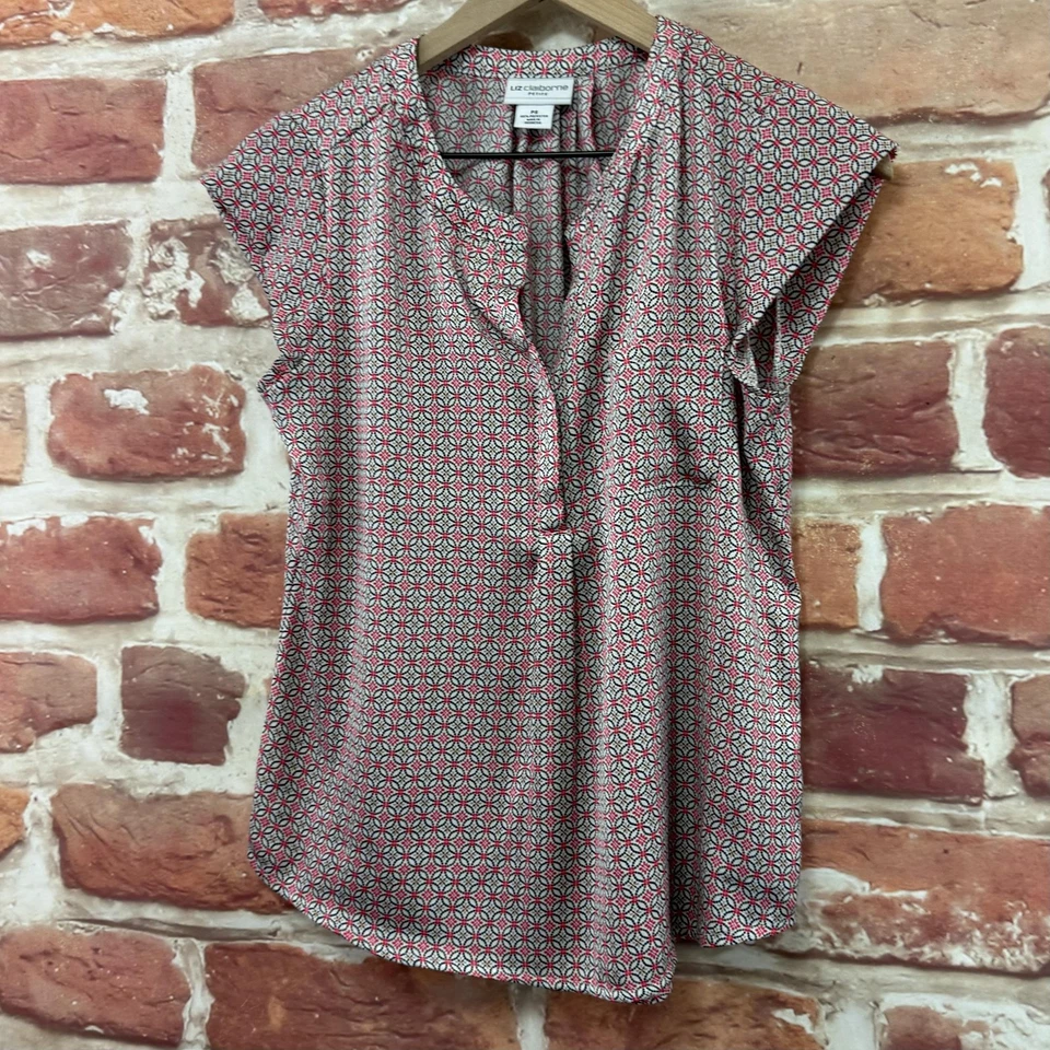 Liz Claiborne Top Womens Small Petite Multicolor Floral Casual Career Shirt - Image 3 of 4