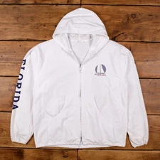 Vintage Cotton Seed Windbreaker Jacket M Florida Sun N Fun Lightweight White