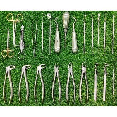23pcs Basic Oral Dental Tooth Surgery Extracting Elevators Forceps Instruments