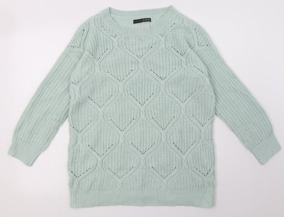 Primark Damen grün Argyle/Diamant Acryl Pullover Sweatshirt Größe 8 Pulli
