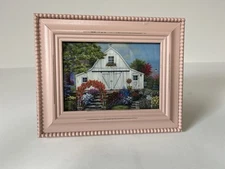 Art Print Wall Hanging Barn Flower Garden French Country Farmhouse Mini Pink