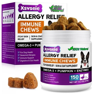 XSVSEIE Itching relief dog treats scratching licking rubbing chewing allergies 150 chews