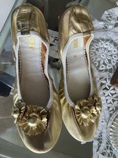 MOSCHINO , GOLD  LEATHER BALLET PUMPS, FOLDABLE, EU39, UK6 EXCELLENT CONDITION 