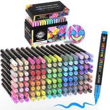 120 Colors Acrylic Paint Markers Water Based Brush Tip Pens for Multi Surface Ar