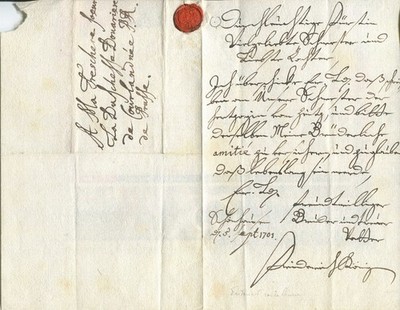 Friedrich I. König von Preußen ''An meine liebe Schwester die Duschesse von Kurland'' 1701