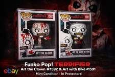 Funko Pop! TERRIFIER Art the Clown #1592 + Art with Bike #1591 MINT W/Protector