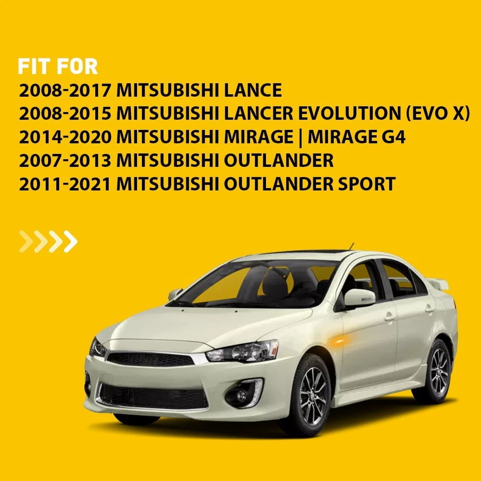 2X AUXITO ámbar LED luz lateral fluida para Mitsubishi Outlander Sport B 2011-21 Foto 2 de 4