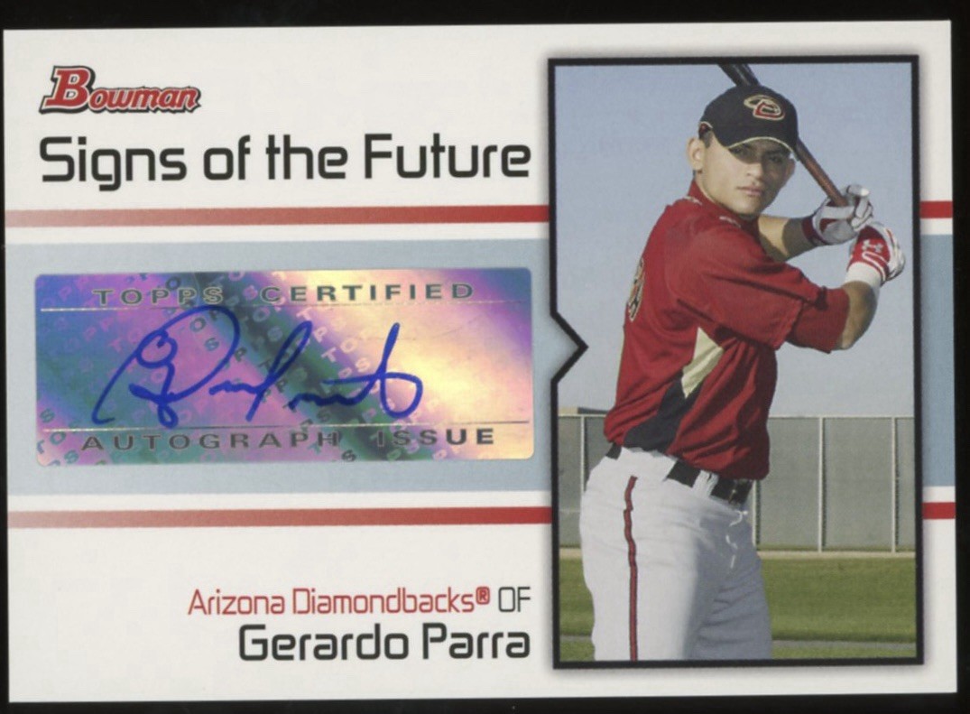 2008 Bowman - Signs of the Future #SOF-GP Gerardo Parra (AU, RC)
