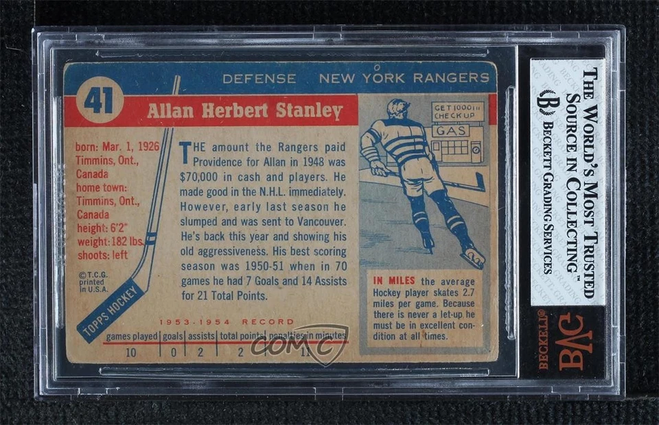 1954-55 Topps Allan Stanley #41 BVG 1 HOF - Image 2 of 2