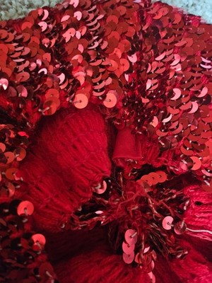 RED SEQUINS bling beanie style beret ONE SIZE stretch  display picture 1
