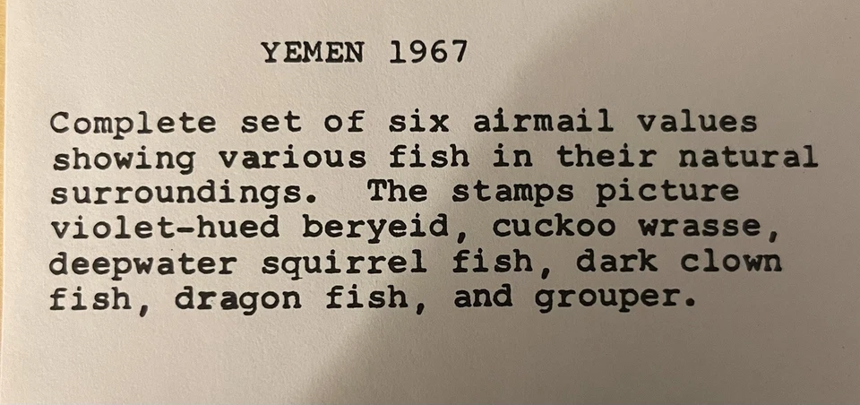 JUEGO DE PECES CORREO AÉREO YEMEN ROYALIST 1967 IMPERFECTO COMO NUEVO NUNCA BISAGRAS Foto 2 de 2