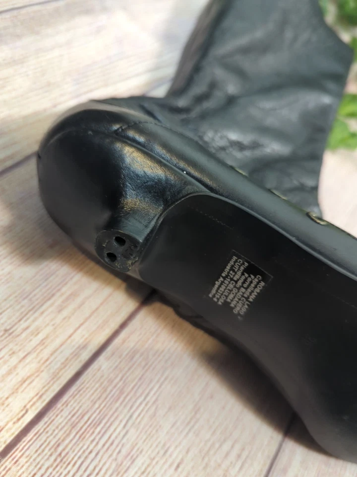 CARLOS CONTI Y2K 复古 80 黑色皮革尖头中跟踝靴 8 — 第 4/4 张图片