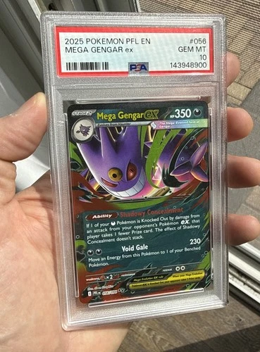 2025 POKEMON PFL EN-PHANTASMAL FLAMES #056 MEGA GENGAR EX PSA 10