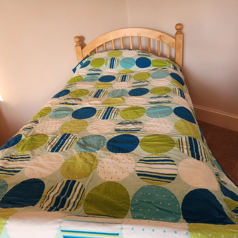 SUNHAM BEDDING Quilt Twin Blue Green Polka Dot Teen Kids Cotton Home Bedding - Image 2 of 4