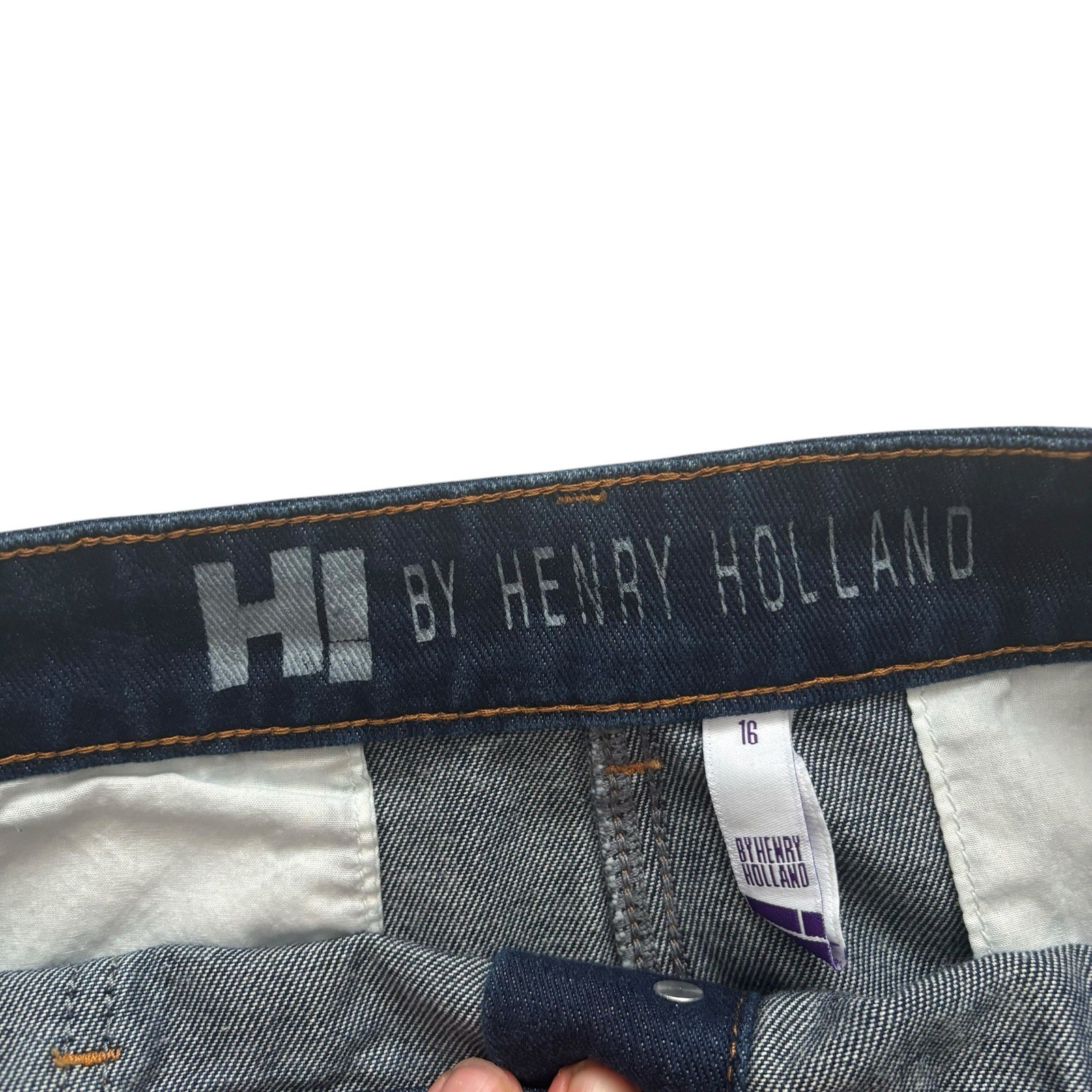 Vintage Henry Holland Dark Blue Denim Skirt 90s Retro Boho Indie 16 image 4