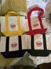 Trader Joe's Mini Canvas Tote Bag Christmas Edition Set Of 4